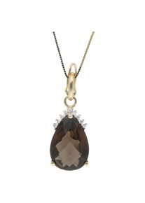 Luigi Merano Damen Goldkette "mit Rauchquartz und Zirkonia", 45cm, Gelbgold 375, braun, Gelbgold 375, Halsketten