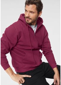 Herren Kapuzensweatjacke, rot, Basic, Gr. M, Fruit of the Loom, unifarben, angeraute Sweatware, Obermaterial: 80% Baumwolle, 20% Polyester,