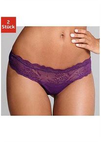 Vivance Damen String, Gr. 36, lila, Spitze, Microfaser, Obermaterial: 90% Polyamid, 10% Elasthan, Unterhosen, im attraktiven Doppelpack mit Spitze