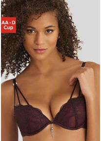 Lascana Damen Push-up-BH, Gr. 90, rot, Microtouch, Obermaterial: 60% Polyamid, 35% Polyester, 5% Elasthan, elegant, BHs, mit extravagantem