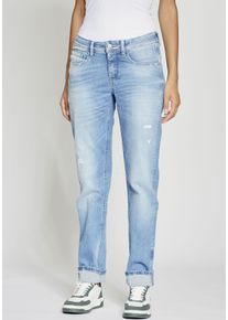 Gang Damen Loose-fit-Jeans "94AMELIE STRAIGHT", blau, casual, Gr. 28, Destroyed-Effekte, Denim/Jeans, Obermaterial: 90% Baumwolle, 6% Polyester, 4%