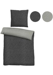 Biberna Wendebettwäsche "Hermal", aus weicher, wohlig warmer Flanell (Biber) Qualität in Melange Optik, aus 100% Baumwolle, STANDARD 100 by OEKO-TEX