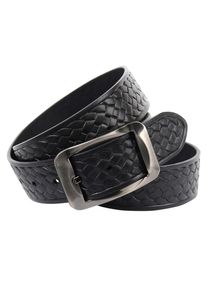 Anthoni Crown Damen Ledergürtel, schwarz, modisch,klassisch, Gr. 105, unifarben, Flechtoptik, Leder, Gürtel, Pflanzlich gegerbter Vollrindledergürtel