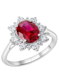 Firetti Damen Goldring "Schmuck Geschenk Gold 375 Damenring Goldring Edelstein Farbstein Rubin", 60, Weißgold 375, 2mm, rot, Weißgold 375,
