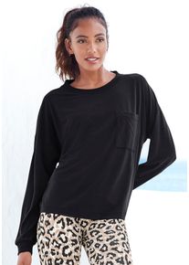 Lascana Damen Pyjamaoberteil, Gr. 36, schwarz, Single Jersey, Obermaterial: 60% Polyester, 36% Viskose, 4% Elasthan, unifarben, casual, Shirts, in