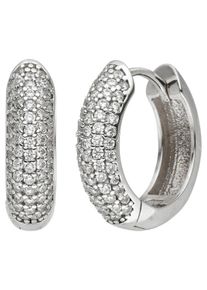 Jobo Damen Paar Creolen, Silber 925 (Sterlingsilber), silber, Silber 925 (Sterlingsilber), Ohrringe, 925 Silber mit 130 Zirkonia