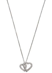 UNIKE JEWELLERY Damen Kette mit Anhänger "CLASSY DOUBLE HEART HERZ, UK.CL.1204.0016", Silber 925 (Sterlingsilber), L: 47cm, silber, Silber 925