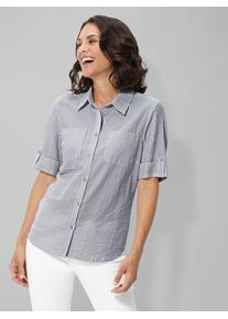 Casual Looks Damen Longbluse, blau, Gr. 40, gemustert, gestreift, 100% Baumwolle, Blusen
