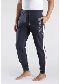 Herren Sweathose, BENCH. LOUNGEWEAR, Gr. 44, blau, Sweatware, Obermaterial: 60% Baumwolle, 40% Polyester, unifarben mit Farbeinsatz, Basic, Hosen,
