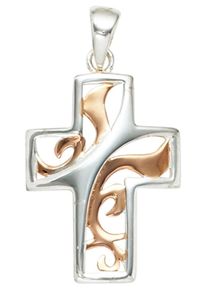 Jobo Damen Kreuz-Anhänger "Anhänger Kreuz", Silber 925 (Sterlingsilber), silber, Silber 925 (Sterlingsilber), Schmuckanhänger, 925 Silber bicolor
