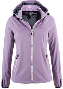 DEPROC Active Damen Softshelljacke "SEELEY PEAK WOMEN", lila, casual, Gr. 40, 96% Polyester; 4% Elasthan, Jacken, mit abnehmbarer Kapuze
