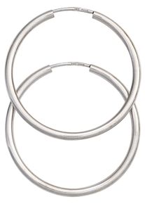 Jobo Damen Paar Creolen, Weißgold 585, weiß, Weißgold 585, Ohrringe, rund 585 Weißgold