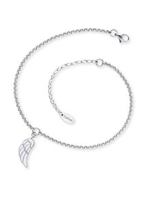 Engelsrufer Fußkette "Flügel mit Emaille, ERFS-LILWING-PE", Edelstahl, silber, Edelstahl, Fußkettchen, mit Emaille