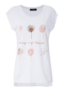 Aniston CASUAL Damen T-Shirt, weiß, modisch, Gr. 34, bedruckt, Glitzermuster, Single Jersey, Obermaterial: 95% Viskose, 5% Elasthan, Shirts, mit