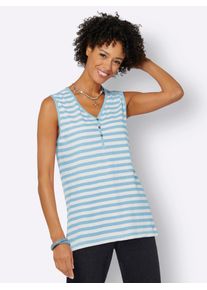 Casual Looks Damen Shirttop, blau, Gr. 40, gemustert, gestreift, mehrfarbig, 100% Baumwolle, Tops