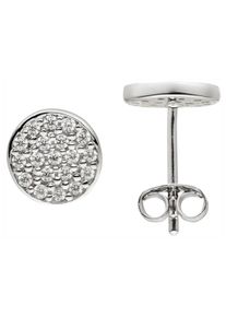 Jobo Damen Paar Ohrstecker, Silber 925 (Sterlingsilber), silber, Silber 925 (Sterlingsilber), Ohrringe, 925 Silber mit 38 Zirkonia 8 mm