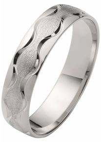 Firetti Trauring "Schmuck Geschenk Gold 375 Hochzeit Ehering "LIEBE" Welle", 21, ohne Brillant, Weißgold 375, 5mm, weiß, Weißgold 375, Fingerringe,