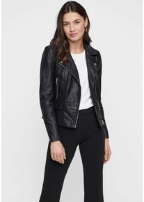 Y.A.S Damen Lederjacke "YASSOPHIE LEATHER JACKET", schwarz, modisch, Gr. XXL, unifarben, Web, Obermaterial: 100% Ziegenleder, Jacken, mit Biker