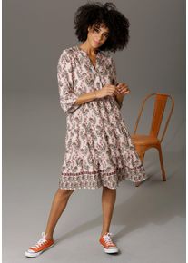 Aniston CASUAL Damen Tunikakleid, rosa, modisch, Gr. 38, bedruckt, Paisley, Web, Obermaterial: 100% Viskose, Kleider, mit verspielten Paisley-Druck