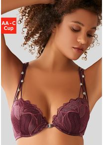 Nuance Damen Push-up-BH, Gr. 70, rot, Spitze, Obermaterial: 60% Polyamid, 35% Polyester, 5% Elasthan, sexy, BHs, mit Trägern in Bänderoptik und