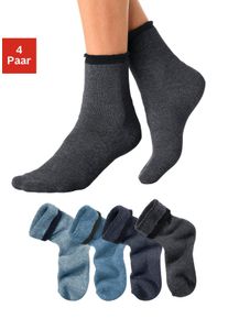 Lavana Damen Kuschelsocken, Gr. 35, blau, Polyamid, Baumwolle, Elasthan, unifarben, Socken, mit Innenfrottee