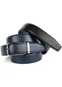 Anthoni Crown Damen Ledergürtel, schwarz, Gr. 85, unifarben, Leder, Gürtel, Wendegürtel in dunkelblau und schwarz