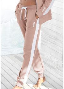 Damen Sweathose, BENCH. LOUNGEWEAR, Gr. 36, beige, Jersey, Interlock, Obermaterial: 60% Baumwolle, 40% Polyester, unifarben mit Farbeinsatz,