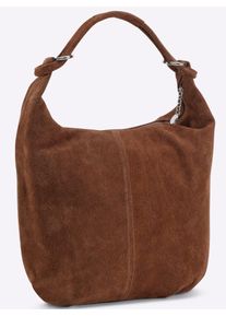 Heine Damen Beuteltasche, braun, Leder, unifarben, Taschen