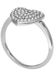 Fossil Damen Fingerring "SADIE, Herz, JF04677040", 17,5, Edelstahl, silber, Edelstahl, Fingerringe, mit Glasstein