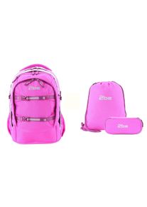 2be Kinder Schulrucksack, pink, Kunstfaser, casual, Rucksäcke, im 3er Set mit Turnbeutel und Federmäppchen