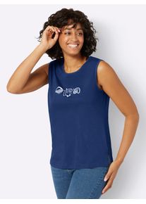 Casual Looks Damen Shirttop, blau, Gr. 40, unifarben, gemustert, 100% Baumwolle, Tops
