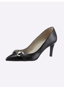 Heine Damen Pumps, Gr. 39, schwarz, Leder, Glattleder, feminin, Schuhe