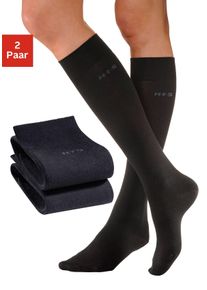 H.I.S. H.I.S Damen Kniestrümpfe, Gr. 35, schwarz, Polyamid, Baumwolle, Elasthan, meliert, Socken, mit Komfortbündchen