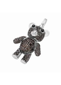 Damen Ketten-Anhänger "Bär mit braunen und schwarzen Zirkonia, Silber 925", Onesize, Silber 925 (Sterlingsilber), braun, Giorgio Martello MILANO,