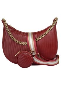 CLUTY Damen Umhängetasche, rot, Leder, unifarben, leicht glänzend, Taschen, echt Leder, Made in Italy