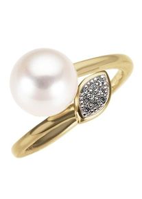 Firetti Damen Perlenring "Schmuck Geschenk Gold 333 Fingerring Damenring Perle", 19, 0,045 ct P2 = erkennbare Einschlüsse, Gelbgold