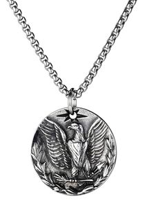 Firetti Herren Kette mit Anhänger "Schmuck Geschenk Eagle Coin", mit Zirkonia, Edelstahl, L: 55cm B: 3mm, schwarz, Edelstahl, B:3mm, Halsketten, mit