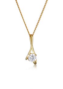 Elli Premium Damen Collierkettchen "Zirkonia 585 Gelbgold", 45,mit Steinen, Gelbgold 585, L: 45cm, gold, Gelbgold 585, Halsketten