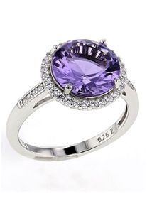 Firetti Damen Fingerring "Schmuck Geschenk Silber 925 Silberring Kreis rund", 52, Silber 925 (Sterlingsilber), 2,2mm, lila, Silber 925