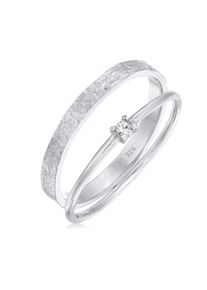Elli Damen Solitärring "Stapelring Kristall Solitär Bandring Set 925 Silber", 56mm,mit Steinen, Silber 925 (Sterlingsilber), 2.2mm, silber, Silber