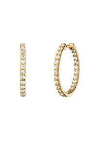 JULIE JULSEN Damen Paar Creolen "925/- Sterling Silber vergoldet Zirkonia 20mm", ONE-SIZE, Silber 925 (Sterlingsilber), gelb, Silber 925