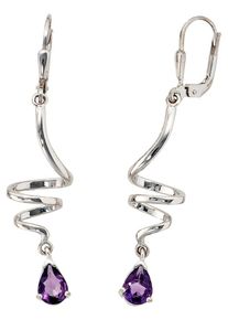Jobo Damen Paar Ohrhänger, Silber 925 (Sterlingsilber), silber, Silber 925 (Sterlingsilber), Ohrringe, 925 Silber mit Amethyst