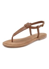 Lascana Damen Zehentrenner, Gr. 39, braun, Obermaterial: 100% Schafsleder. Futter: 100% Rindsleder. Decksohle: 100% Ziegenleder. Laufsohle: 100%