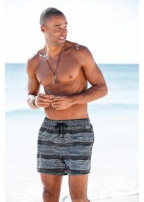 s.Oliver Herren Badeshorts, schwarz, Gr. M, gestreift, Polyester, Badehosen, meliert