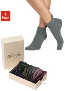 Lascana Damen Sneakersocken, Gr. 35, bunt, Baumwollmischung, unifarben, Socken, mit kleiner Stickerei