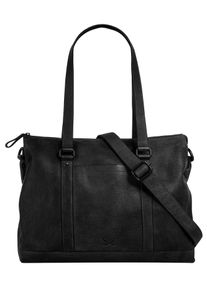 Sansibar Damen Shopper, schwarz, Leder, unifarben, leicht glänzend, Taschen, echt Leder