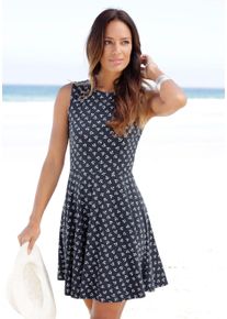 Beach Time BEACHTIME Damen Strandkleid, blau, modisch, Gr. 42, bedruckt, Jersey, Obermaterial: 95% Baumwolle, 5% Elasthan, Kleider, mit Ankerdruck, Sommerkleid