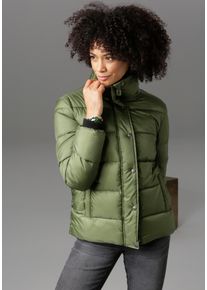 Aniston CASUAL Damen Steppjacke, grün, modisch, Gr. 44, unifarben, leicht glänzend, Web, Steppware, Obermaterial: 55% Polyester, 45% Polyamid.