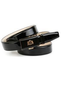 Anthoni Crown Damen Ledergürtel, schwarz, Gr. 95, unifarben, Leder, Gürtel, mit goldfarbener Glas-Schließe