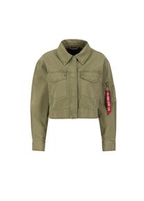 Damen Bomberjacke "Alpha Industries Women - Bomber Jackets Deck Jacket Cropped Wmn", grün, Gr. L, Alpha Industries, Obermaterial: 100% Baumwolle,
